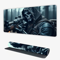 Alas Mouse Gaming Bertema Ekstra Besar dengan Desain Permukaan Bertudung Tengkorak Sniper Stealth, Cetakan Definisi Tinggi Reaper Grim