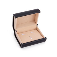 Boîte économique pour ensemble de boutons de manchette et pince à cravate R.GEM. Cuir PU noir velours, vente chaude en Europe et en Amérique