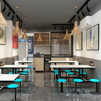 Ensemble de table et chaises de restaurant moderne en métal pliable pour cantine scolaire, usine, restaurant en libre-service, quatre places