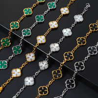 Bracelet trèfle en nacre blanche, pierre durable, plaqué or 18 carats, acier inoxydable 316L, étanche, cadeaux pour hommes, bijoux