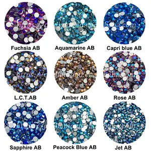 CY Non Hot Fix Flatback Nail Art Stone Glass Crystal Round Rhinestone AB Color
