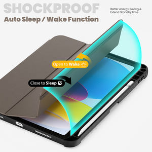 Custodia in pelle PU per iPad di decima generazione da 10.9 pollici 2022 pieghevole cavalletto Business Book Cover con Slot per matite - Product Image 5