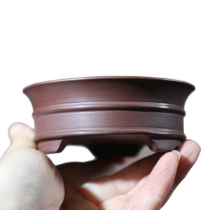 Handmade Purple <b>Clay</b> Bonsai <b>Pot</b> Classic Small Shallow Round Chinese Style Center Line Design - Product Image 5