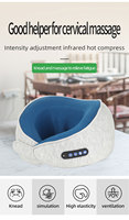 Masseur de cou électrique chauffant en U, multifonctionnel, élégant, avec coussin roulant, en flanelle douce pour la peau, certifié CE, vente en gros
