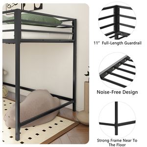 Lit superposé double Db Junior, structure métallique, extensible et réglable, design industriel, noir, mobilier de chambre pour appartement - Product Image 5