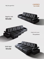 Canapé-lit inclinable électrique moderne de luxe en cuir noir avec télécommande, appui-tête réglable, canapé modulaire pour salon
