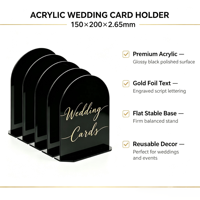 Support de numéro de table en acrylique noir arqué avec lettres dorées pour décoration de réception de mariage