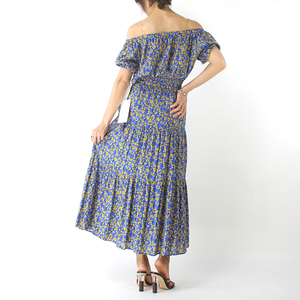 Loisirs vacances costume à fleurs une épaule chemisier à fleurs cravate taille été femmes à manches longues élégantes robes décontractées - Product Image 4