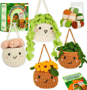 Ensemble de crochet de bricolage amusant jouet au crochet plantes en <span class=keywords><strong>pot</strong></span> fleurs ensemble de tricot avec tutoriel d'apprentissage cadeau de tricot pour les débutants - Product Image 3