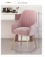 Chaises de salle à manger en velours de style scandinave tendance avec pieds en métal - Fauteuils décontractés, chaises de coiffeuse et de manucure