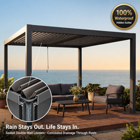 Pergola certifiée CE en aluminium avec revêtement en poudre, toit à lames motorisé bioclimatique, imperméable, pour balcon extérieur