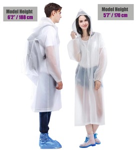 Impermeables Reutilizables, Ponchos de Lluvia Portátiles de EVA, Chaquetas Impermeables Plegables con Capucha y Cordón Ajustable - Product Image 1