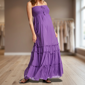 Robe de maternité 2026 en pur coton avec tissu en coton biologique ou bambou écologique, logo personnalisable, design à volants, robe élégante - Product Image 3