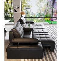 Echtes Leder Ecksofa-Bett Möbelset Modernes Design Massage Verstellbare Funktionen Baumwollfüllung Wohnzimmer