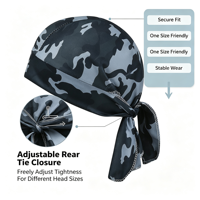 Casquette de cyclisme camouflage d'extérieur, respirante, anti-UV, en polyester satiné imprimé