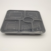 Boîtes alimentaires jetables en plastique PP pour restaurant, compartimentées, avec couvercle, sans BPA, compatibles micro-ondes