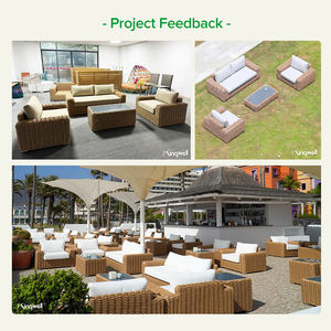 Ensemble de salon de jardin de luxe pour l'extérieur, en rotin PE, avec cadre en aluminium, tissu imperméable, résistant aux UV, canapé de patio portable - Product Image 2