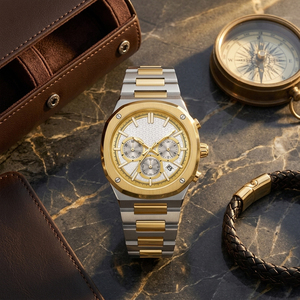 นาฬิกาข้อมือควอตซ์ผู้ชายแบรนด์ดัง ดีไซน์ดั้งเดิม สายสแตนเลสทั้งหมด กันน้ำ หรูหรา - Product Image 6