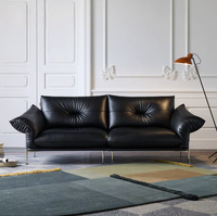 Canapé design Mid-antique Flo Petal Canapé rétro droit noir Art Salon en acier inoxydable de grande hauteur Canapé d'appartement