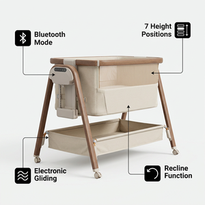 Berceau à bascule électrique <span class=keywords><strong>pour</strong></span> nouveau-né de 0 à 24 mois, <span class=keywords><strong>lit</strong></span> à bascule <span class=keywords><strong>pour</strong></span> bébé avec fonction de cododo - Product Image 3