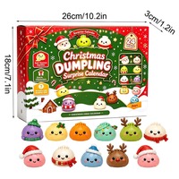 Jouet Squishy Boulette de Noël, Calendrier de l'Avent 24 Jours avec 24 Formes Assorties, à Pétrir et à Presser pour Soulager le Stress