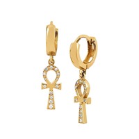 Bijoux de fiançailles esprit Milskye pour femmes 925 argent 14k plaqué or diamant éternel ankh boucles d'oreilles croix