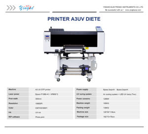 Impresora UV DTF Yinghe A3, impresora DTF A3 todo en uno con soporte para película PET para transferencias de pegatinas de cristal y personalización - Product Image 3