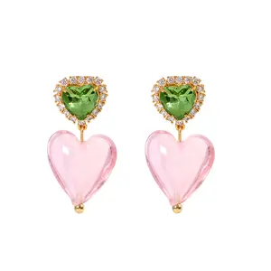 IVIAPRO-pendientes de plata de primera ley con forma de corazón para mujer, aretes colgantes, plata esterlina 18, oro de 18 quilates, 18K