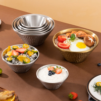 Bol à pâtes froides en acier inoxydable 304 poli, à double paroi, épaissi, martelé, résistant à la chaleur, écologique, durable, style coréen