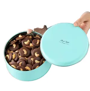 Cookies Tin Can in Solid Color Special Blue Lunch Box Tin Soap Box Candy Packaging