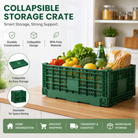 Caisse en plastique pliable HUADING 600*400*220 mm en PP de qualité alimentaire, empilable, pour la distribution de fruits en chaîne du froid