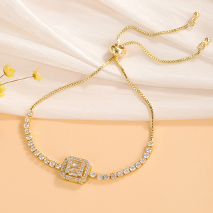 Gold Zircon <b>Bracelet</b> Square Claw Setting Adjustable Women Fashion Jewelry Geometric Design Yiwu Origin Fall 2024 - Product Image 4