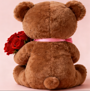 Regalo Romantico Perfetto per San Valentino, Orsacchiotto di Peluche con Rose, Imbottitura in Cotone PP, Unisex, Taglia Regolabile 11-30cm - Product Image 2
