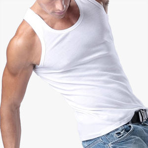 Camiseta sin mangas personalizable 100% algodón para hombre, ajustada, talla grande, para verano, fitness y jóvenes - Product Image 3