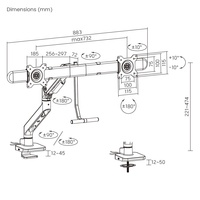 LDT81-C022UC 17 "-32" 9kg braket, dudukan meja ganda dapat disesuaikan, Monitor pegas Gas, layar komputer PC lengan berdiri