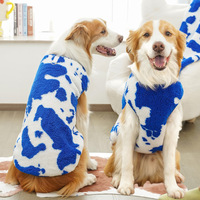 Rompi Anjing Bulu Hangat Poliester Motif Kartun Jaket Hewan Peliharaan dengan D-Ring Pakaian Musim Dingin untuk Anjing Sedang dan Besar