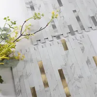 Azulejo autoadhesivo de Pvc con diseño de mármol para cocina, azulejo de mosaico de pelar y pegar para pared de cocina, contra salpicaduras, proyecto de ducha para sala de estar