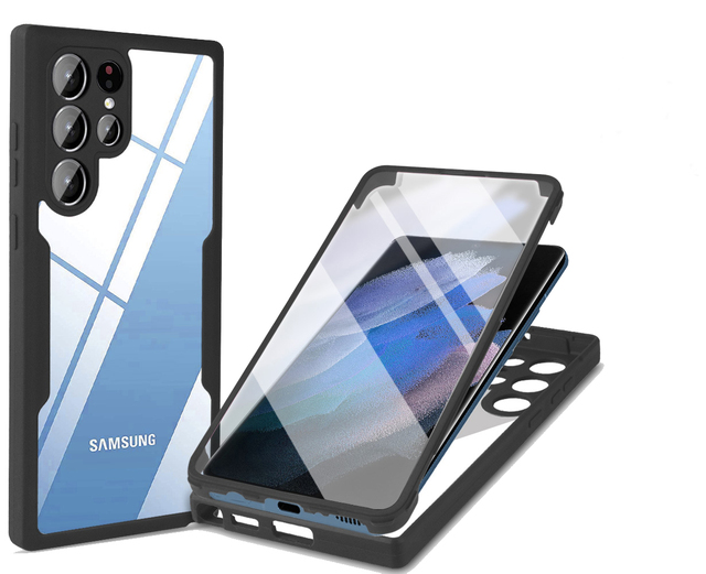360 Full Body Protection Case for samsung S23 ultra Double Sided Transparent TPU Full Protection Case for samsung A13 A54 A34