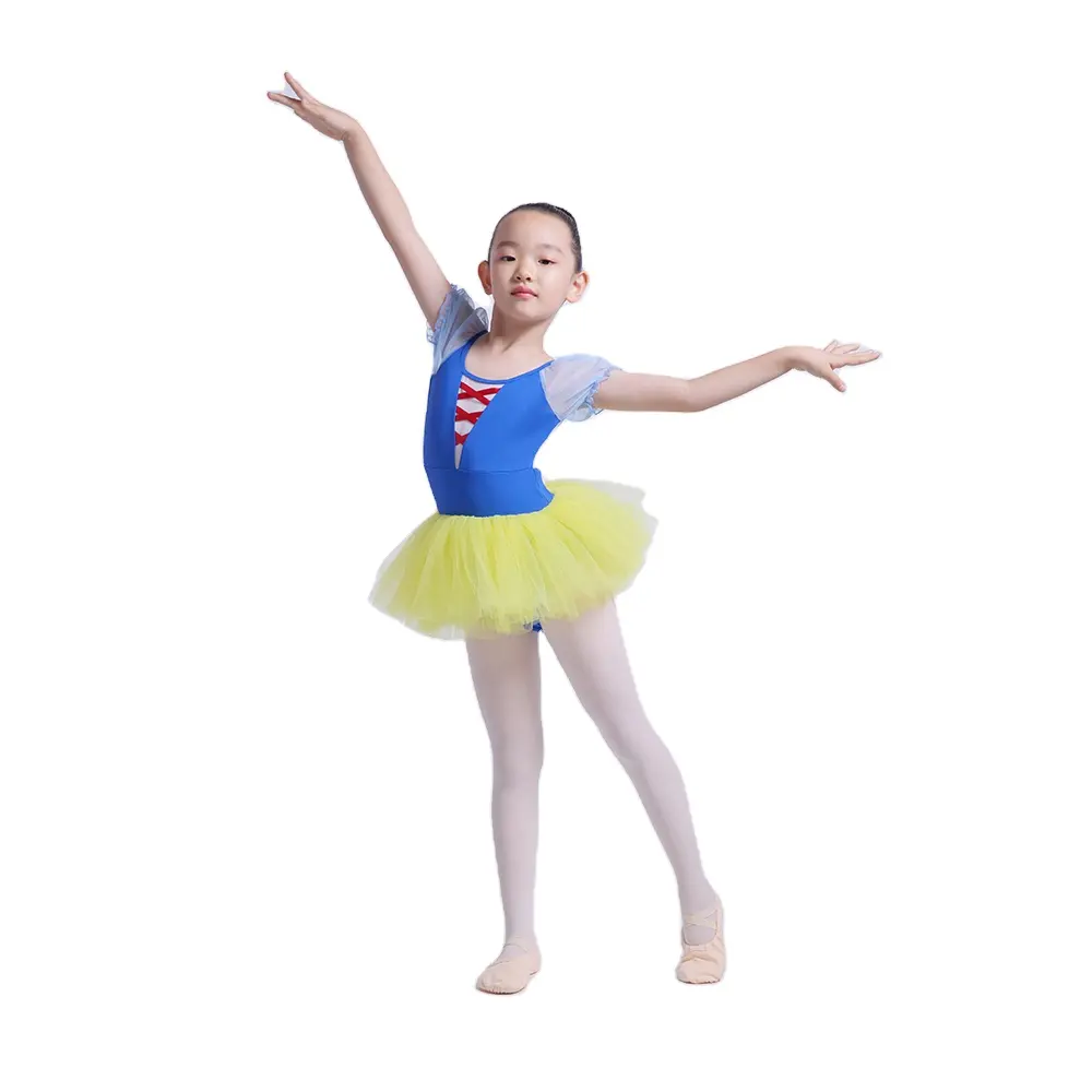 Детское балетное танцевальное платье с коротким рукавом, удобное танцевальное платье Белоснежки для девочек