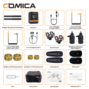 ไมโครโฟนไร้สายแบบ Shotgun สองช่องสัญญาณ COMICA VM40 COMBO สำหรับกล้องและโทรศัพท์มือถือ - Product Image 5