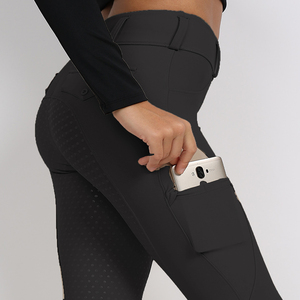 ผู้ผลิตกางเกงขี่ม้าซิลิโคนสีดำแบบดรอปชิป กางเกงขี่ม้ามีกระเป๋าใส่โทรศัพท์ ป้องกันขนร่วง กางเกงขี่ม้า - Product Image 4