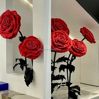 Fleur géante personnalisée Papier crêpe Organza Fleur Décoration de mariage Vitrine de magasin Support floral Ensemble autoportant