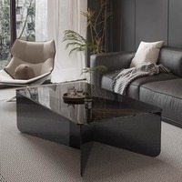 Table basse moderne de luxe léger pour salon, table à thé en acrylique pour petit appartement, balcon intégré, style simple