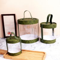 Boîte cadeau cylindrique transparente de Noël, tube en PVC transparent avec couvercle rouge, boîte à pommes avec ruban, fournitures de décoration de fêtes en stock