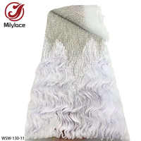 Romantique mariée 3D Applique lourde perlée broderie Sequin français Net dentelle tissu pour mariage