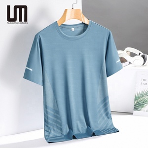 Liu Ming barato personalizado al por mayor ropa de verano para hombres seda de hielo transpirable cuello redondo manga corta Spandex camisetas deportivas - Product Image 1