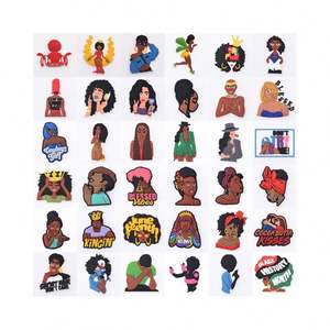 2025 nouvelle petite fille noire magique PVC chaussure breloques personnalisé bricolage personnages de dessins animés sabot chaussures Clip boucle pour la vente en gros - Product Image 1