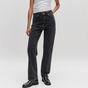 Vaqueros de mezclilla rasgados de cintura alta para mujer, estilo casual chic de verano, patrón liso, pantalones acampanados de corte regular, con botones vintage y bolsillos, transpirables, talla XL - Product Image 1