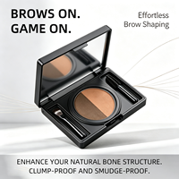Poudre à sourcils 3D naturelle compacte avec miroir intégré, deux tons bruns estompables, avec pinceaux assortis, logo personnalisé