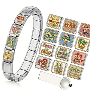 Top qualité exprimant les émotions série Bracelet <span class=keywords><strong>breloque</strong></span> nouveau Style classique Miss You lettre amour Module 9mm Bracelet à breloques - Product Image 5